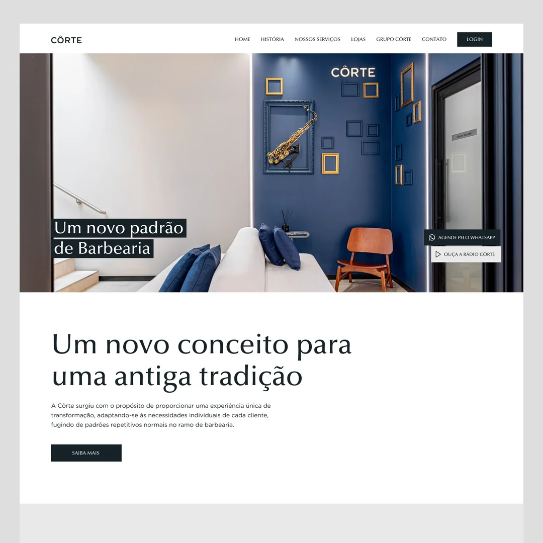 Projeto Côrte Visagismo, desenvolvido pela Zion Software House